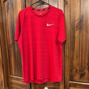 Nike Red Short Sleeve Dri-FIT Athletic Tee with White Swoosh